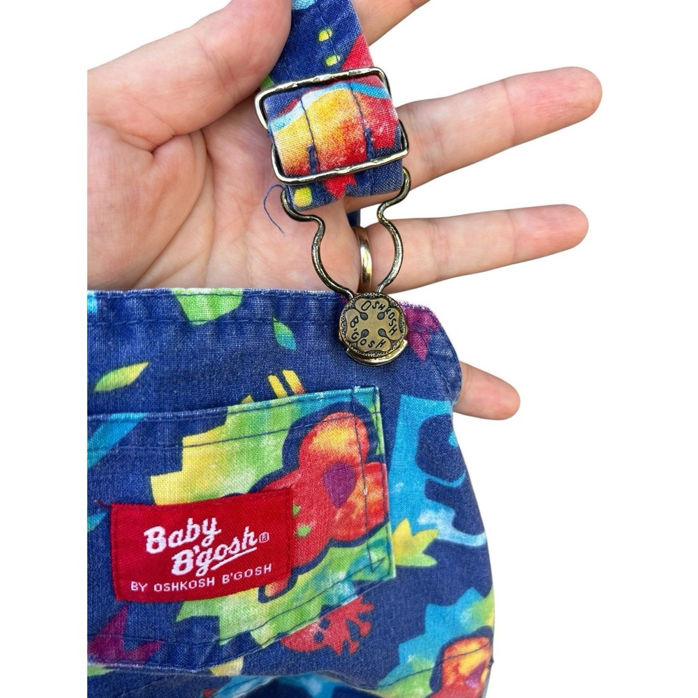 Oshkosh B'Gosh Vintage Vestbak Shortalls '90s Animals Abstract Boys Beach 18 Mos - Picture 5 of 5
